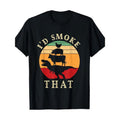 I'd Smoke That Funny BBQ Vintage Meat Smoker Grill Dinosaur T-Shirt 100%Cotton