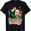 I'Ll Be Home Funny Trump Santa 2024 Cotton Menswear T-Shirts, Hoodie, Sweatshirt