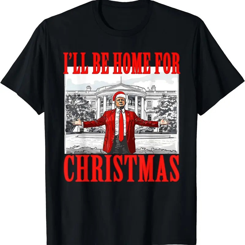 I'Ll Be Home Santa Funny Trump Xmas Pajamas T-Shirts, Hoodie, Sweatshirt