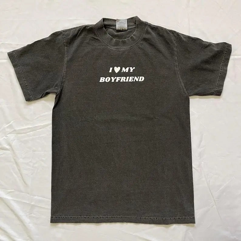 I Love My Boyfriend Shirt Her Menswear Cotton Classic Casual Basic Short Sleeve T-Shirts, Hoodie, Sweatshirt