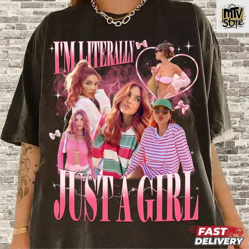 I'M Literally Just Girl Shirt Custom Your Own Bootleg Pink Coquette Bow Valentine Shirt Girlfriend Custom Valentine T-Shirts, Hoodie, Sweatshirt