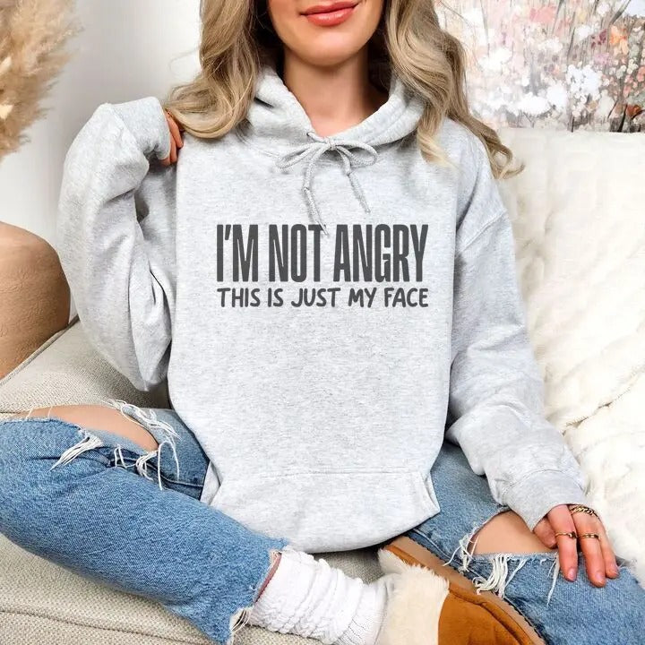 I'M Not Angry Printed USA #Funny #Cute #Girly T-Shirts, Hoodie, Sweatshirt