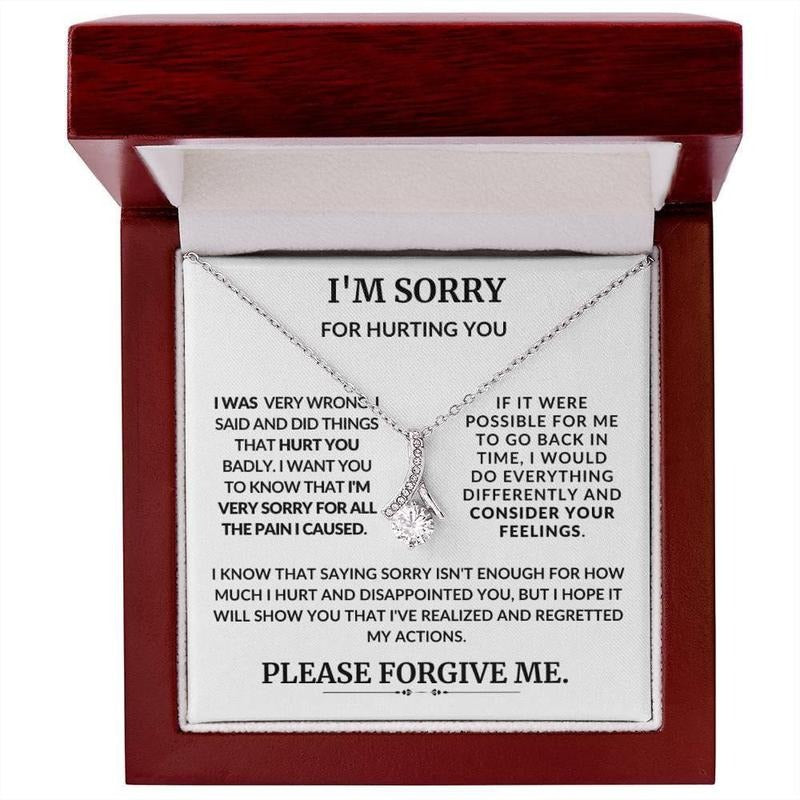 I'm Sorry For Hurting You I Was Very Wrong, Best Sorry Gift, Necklace With Message Card, Cute Sorry Gift, Jewelry Box,...