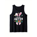 I'm The Artsy Bunny Matching Family Easter Tank Top, 100% Cotton, Single-Side Printed Black Sleeveless Tank Top, Happy...