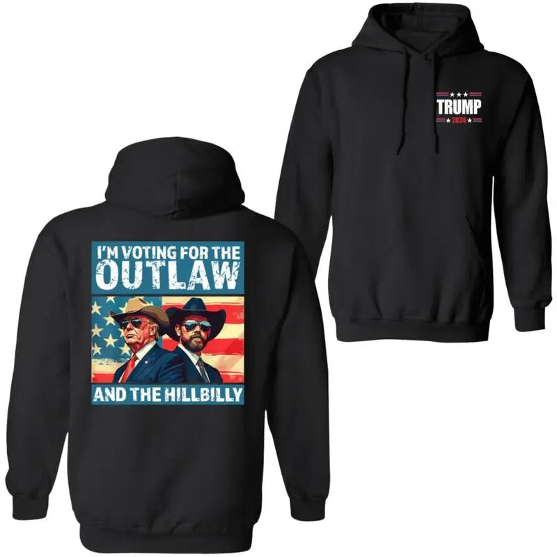 I'm Voting for the Outlaw Tr4mp USA Flag Retro Unisex Cotton Hoodie 2 sides T-Shirts, Sweatshirt | GrindPrints.com