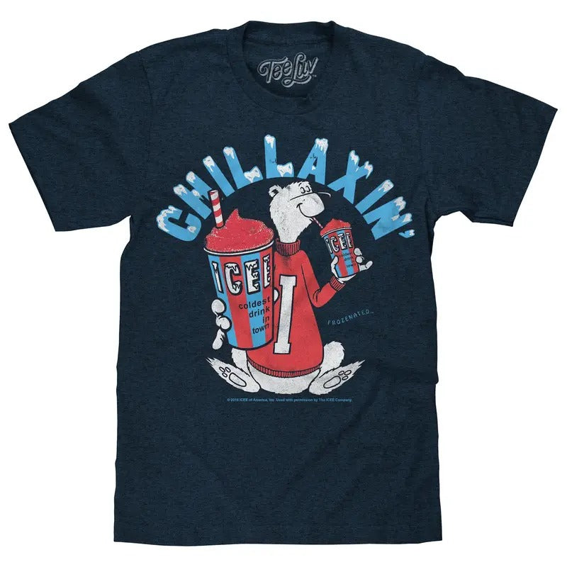 ICEE Chillaxin' Faded Logo T-Shirt - Navy Hoodie, Sweatshirt | GrindPrints.com