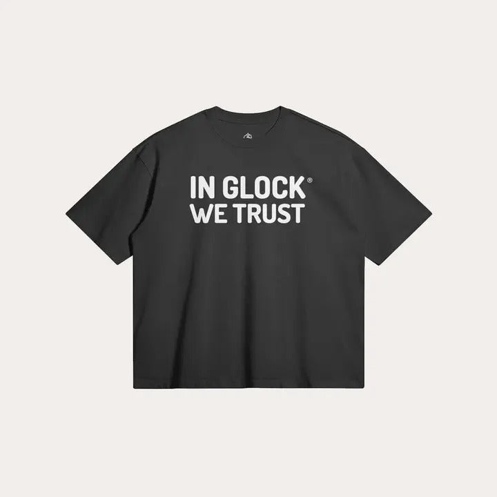 IN GLOCK WE TRUST TEE Vintage T-Shirt Top Menswear 2 Sides Hoodie, Sweatshirt | GrindPrints.com