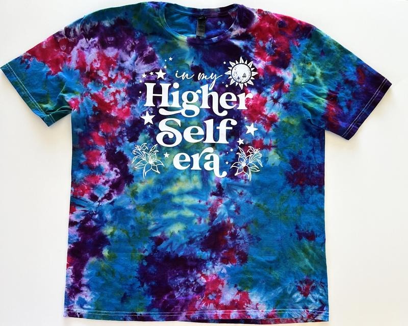 IN MY HIGHER SELF ERA HAND DYED TIE DYE T-SHIRT Casual Cotton Comfortable Beach Day Streetwear Comfort Fit women Hoodie,...