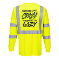 Crazy Reflective Long Sleeve Safety Hi Vis Yellow Long Sleeve Crew Neck ANSI ISEA 107 Class 2 Compliance Everyday T-Shirts, Hoodie, Sweatshirt