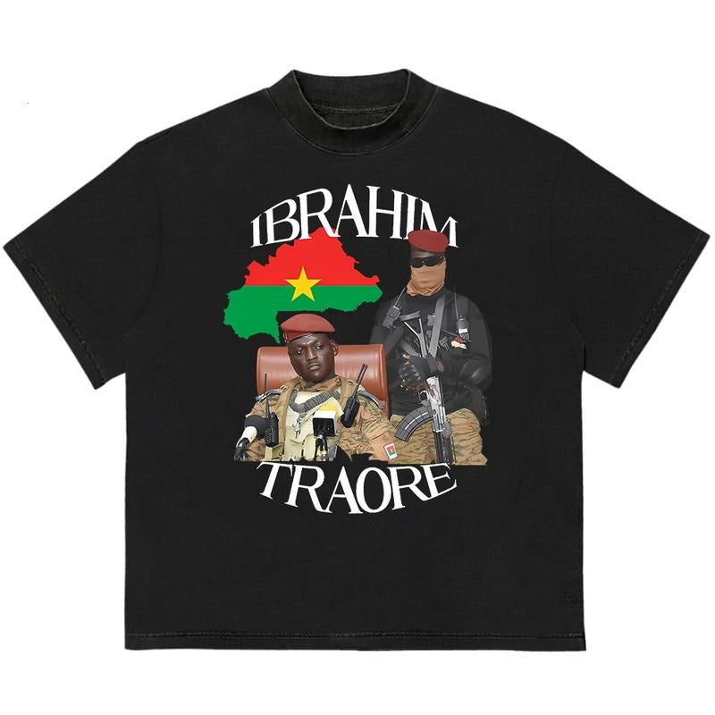 Ibrahim Traore T-Shirt Vintage 90s Graphic Tee Trendy, Viral, and On-Point Hoodie, Sweatshirt | GrindPrints.com