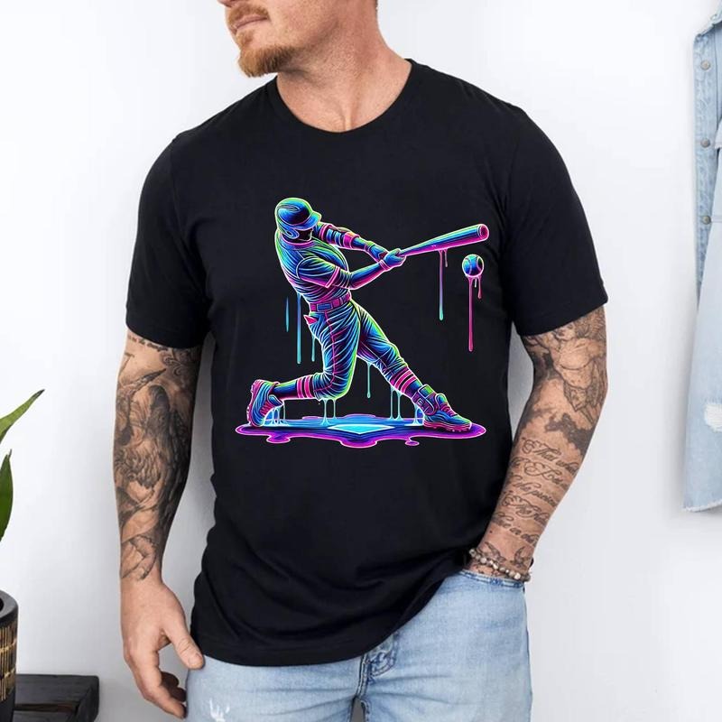 Ice Cream Drip Baseball Bat Baseball Player T-Shirt | 100% Cotton Tee, Top Menswear Hoodie, Sweatshirt | GrindPrints.com