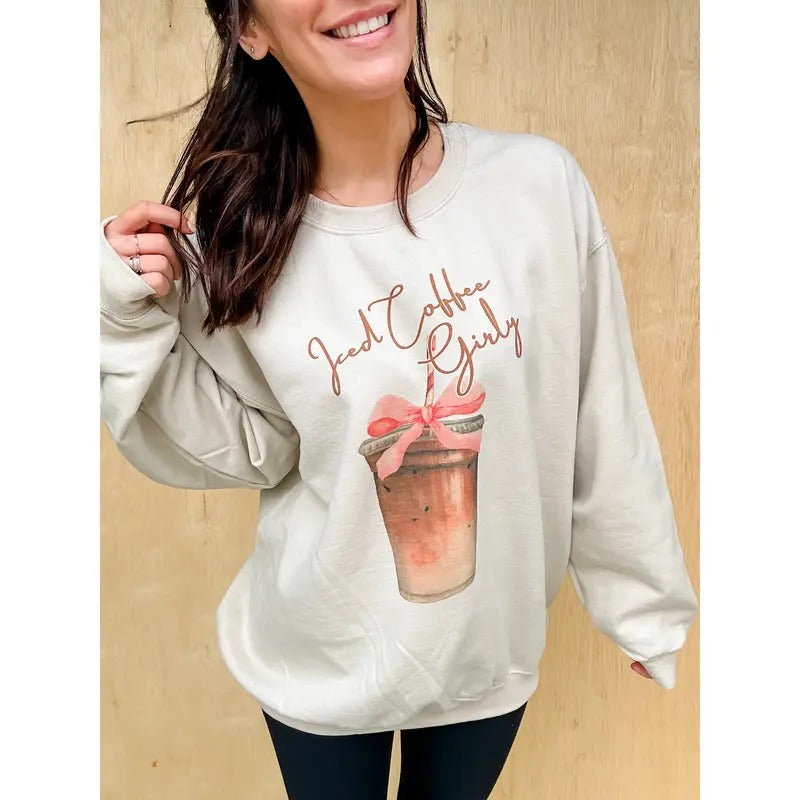 Iced Coffee Girly Graphic Top T-Shirts, Hoodie, Sweatshirt | GrindPrints.com