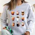 Iced Coffee Sweatshirt, Coffee Lover Hoodie, Trendy Coffee latte Sweater, Unisex Coffee Cups Long Sleeve, Coffee Addict...