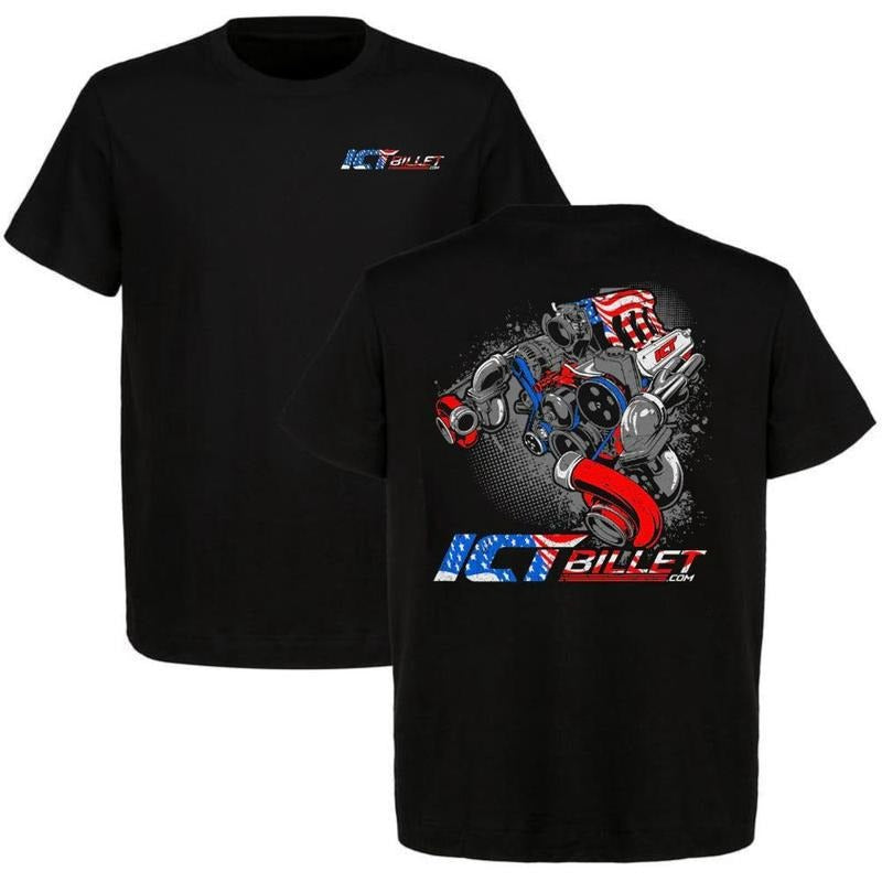 Ict Billet American Flag Shirt Mens Cotton Tee, Menswear Car Parts Short Sleeve Hoodie, Sweatshirt | GrindPrints.com