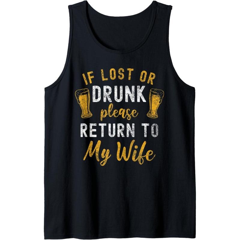If Lost or Drunk Return To Wife Couples Funny Drinking Tank Top made in usa T-Shirts, Hoodie, Sweatshirt | GrindPrints.com