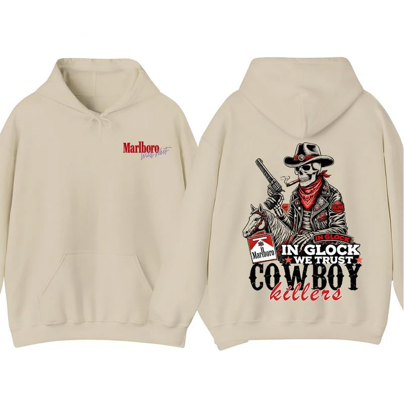 In Glock We Trust - MarlBoro Cowboy Killer Hoodie and T-Shirt, Casual Streetwear Graphic Tee, Menswear Tops Sweatshirt