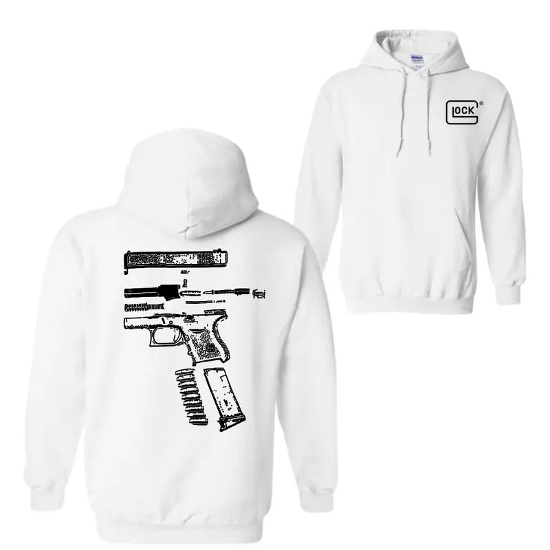 In Glock We Trust: Men's Wear Tee, Featuring Black and White Designs for Both Hoodies Sweatshirt T-Shirt | GrindPrints.com