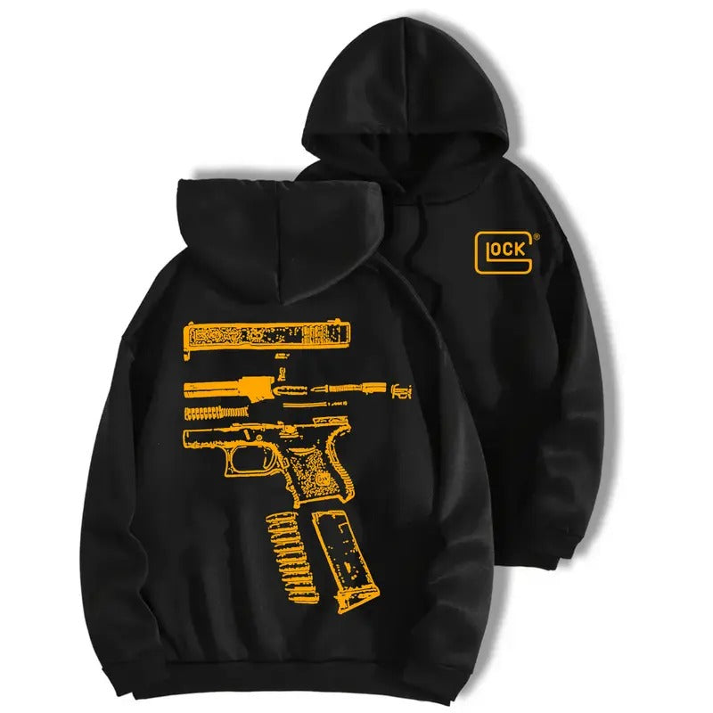 In Glock We Trust Black Hoodie with Multicolor Design for Men and Women - Classic Fit - Menswear multicolor design , For...