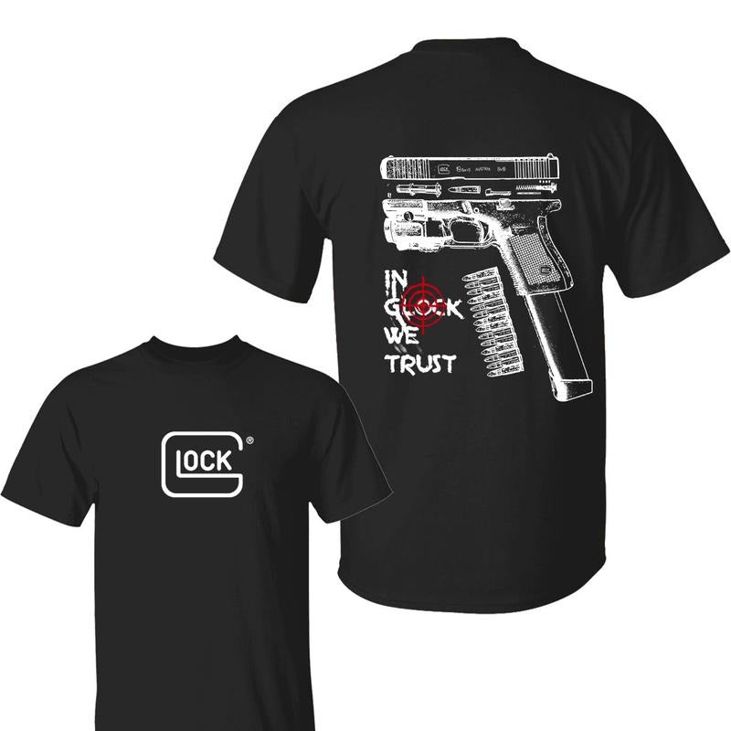 In Glock We Trust Double Side Black And White Color Shirt, Glock Shirt, Lock T-Shirt, For Men, For Women Hoodie, Sweatshirt