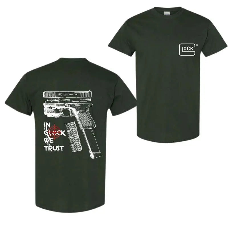 In Glock We Trust Tshirt-Sweatshirt-Hoodie,  Double Side T-Shirt, All Sizes For Men and Women | GrindPrints.com