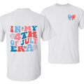In My 4th of July Era T-Shirt, Cute Patriotic Independence Day Tee, Red White and Blue Bow Graphic, Fireworks and Stars...