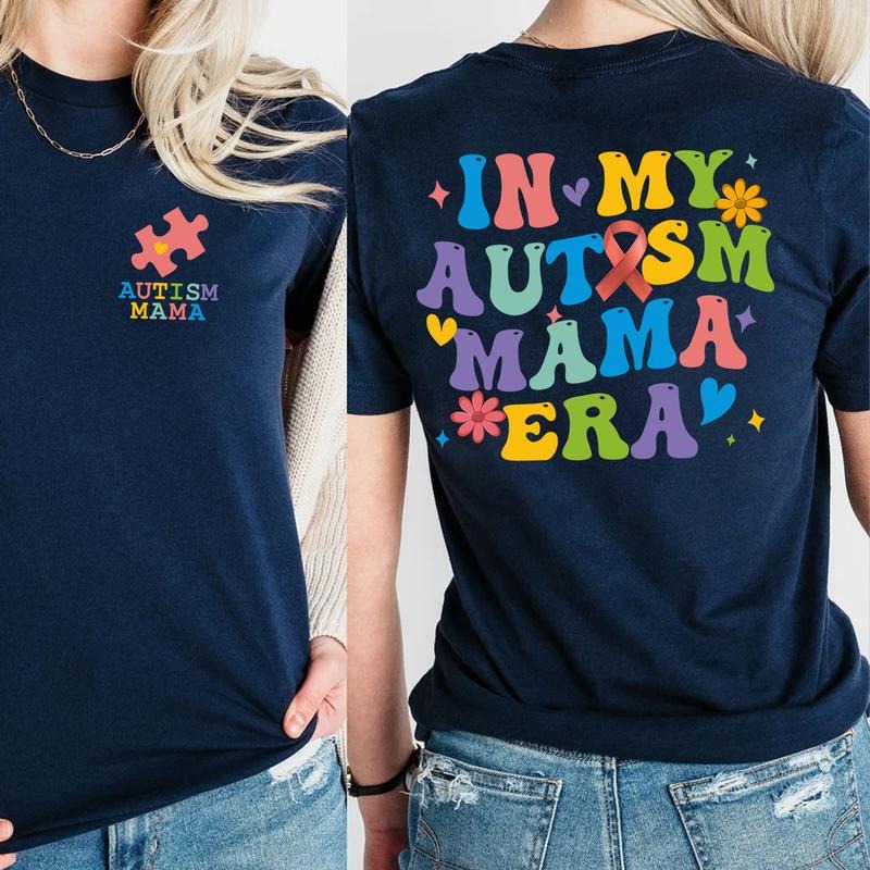 My Autism Mama Era Shirt Autism Awareness Puzzle Piece Support & Love Shirt Moms T-Shirts, Hoodie, Sweatshirt