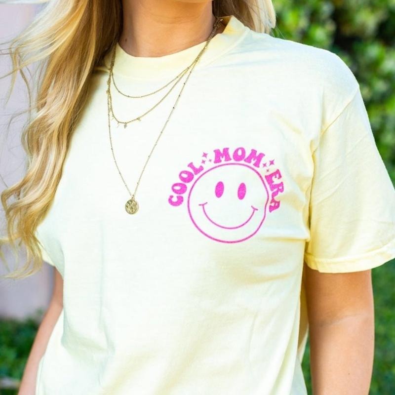 'In My Cool Mom Era' Front & Back T-Shirt, Smiley Face :) Hoodie, Sweatshirt | GrindPrints.com