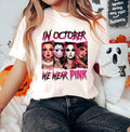 October We Pink Shirt Halloween Movie Shirt Pink Horror Characters Spooky Season Shirt Halloween Shirt Lady Horror Shirt Horror Shirt Halloween Ghostface T-Shirts, Hoodie, Sweatshirt
