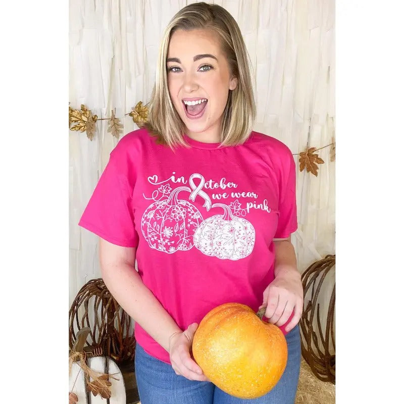 In October We Wear Pink T-Shirt Hoodie, Sweatshirt | GrindPrints.com