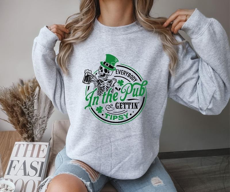 In The Pub Gettin Tipsy Crewneck Sweatshirt T-Shirts, Hoodie | GrindPrints.com