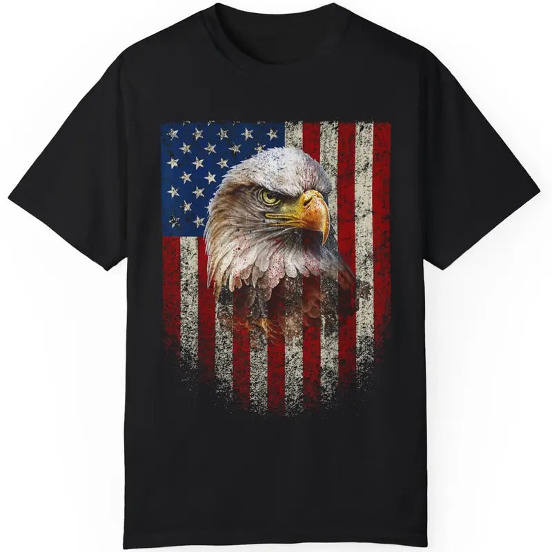 Independence Day Shirt, American Flag Bald Eagle Patriotic Red White Blue T-Shirt