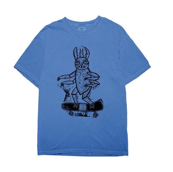 Insectoid Skater Woodblock Hand-Printed T-Shirt Cotton Menswear Top Graphics Hoodie, Sweatshirt | GrindPrints.com