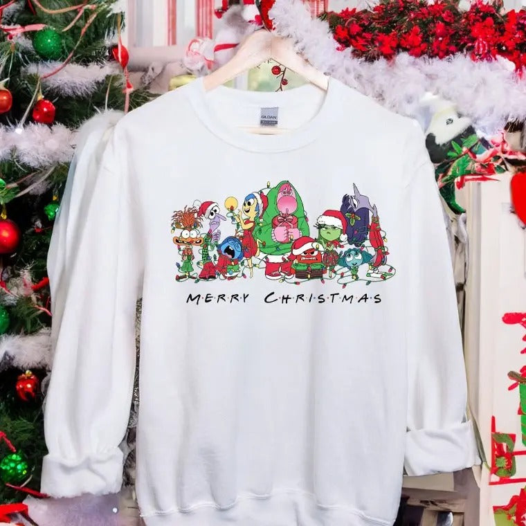 Inside Out 2 Characters Merry Christmas Matching Sweatshirt, Anxiety Ennui Joy Fear Xmas Tee, Very Merry Christmas Gift,...