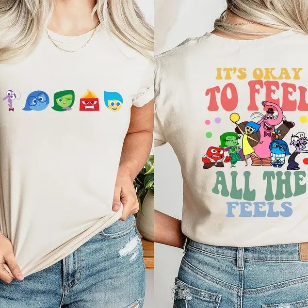 Insside Out It's Okay To Feel All The Feels Shirt, Mental Health shirt, Inclusion Shirts, Speech Therapy Tee, Unisex 2...