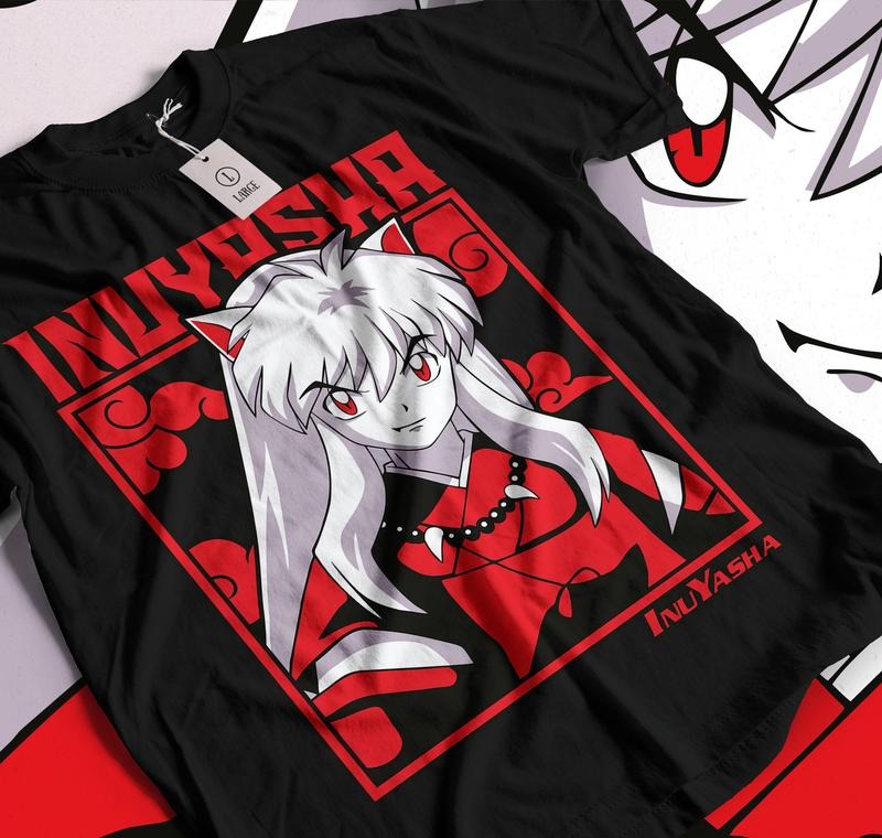Inuyasha Sesshomaru T-shirt Red Moon Inu Yasha Kawaii Anime Soft Tee , Anime shirt, Japanese Anime, Birthday Gift Hoodie,...