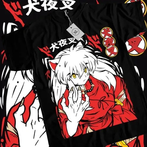 Inuyasha Sesshomaru T-shirt Red Moon Inu Yasha Kawaii Anime Tee Shirt All Size Hoodie, Sweatshirt | GrindPrints.com