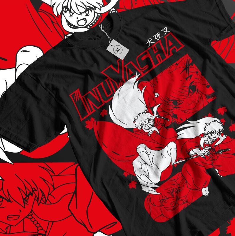 Inuyasha T-Shirt S-4XL Red Moon Inu Yasha Sesshomaru Funny Anime Gift Shirt Tshirt S-4XL Hoodie, Sweatshirt | GrindPrints.com