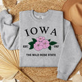 Iowa Wild Rose Embroidered State Flower Sweatshirt, Hometown Embroidered Shirt, Favorite Flower Embroidered Shirt Hoodie