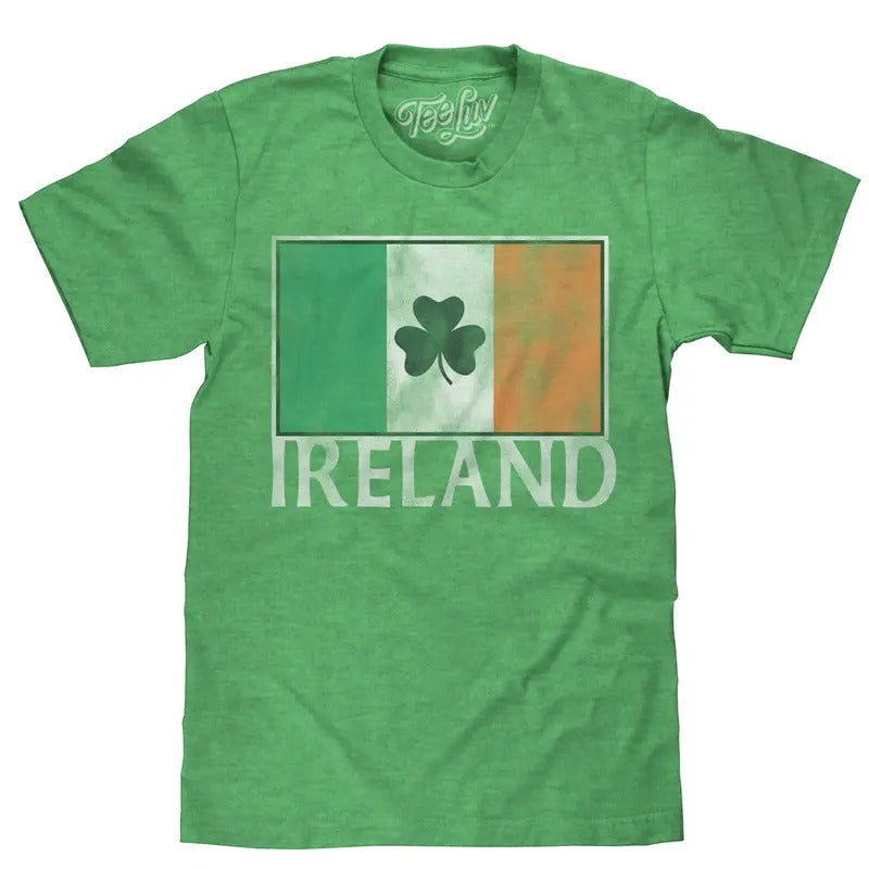 Ireland Flag with Shamrock T-Shirt - Green Hoodie, Sweatshirt | GrindPrints.com
