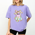 Iridescent Ghost Pumpkin Shirt Comfort Colors, Coquette Ghost Women Tee, Halloween Graphic Tee, Girls Halloween Crewneck...
