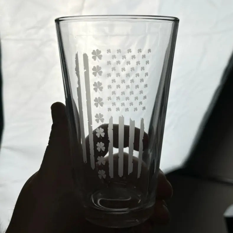Irish Flag UV Lasered Glass for Perfectly Crafted Drinks - Drinkware T-Shirts, Hoodie, Sweatshirt | GrindPrints.com