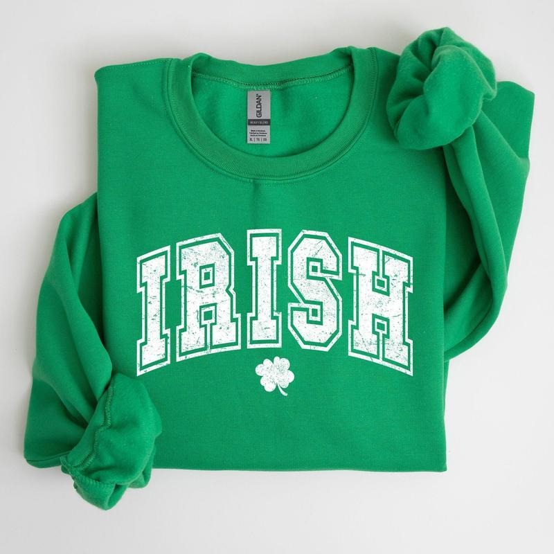 Irish Shamrock Sweatshirt, Retro Collegiate Shirt, St Patrick's Day Shirt, Irish Tee, For Men, For Women Hoodie