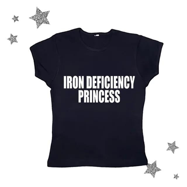 Iron Deficiency Princess Baby Tee, Aesthetic Letter Print, Vintage Streetwear T-Shirts, Emo Girl Clothes, Y2k Top Women...