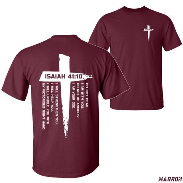 Isaiah 4110 Christian Do Not Fear I Am You Inspirational Bible Verse Bold Cross Comfortable Casual Perfect Believers Faith Based Encouraging Menswear T-Shirts, Hoodie, Sweatshirt