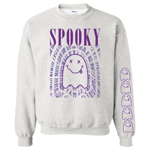 'It Smells Like Spooky Spirit' Halloween Ghost Sweatshirt, Sleeve Print T-Shirts, Hoodie | GrindPrints.com