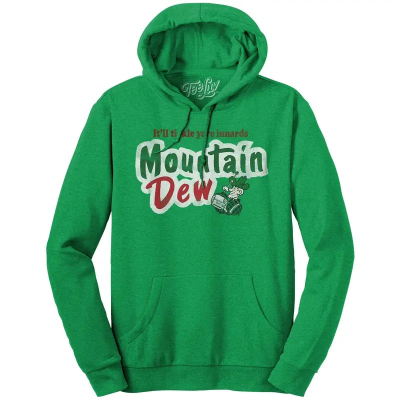 It'll Tickle Your Innards Mt Dew Pullover Hooded Sweatshirt - Green T-Shirts, Hoodie | GrindPrints.com
