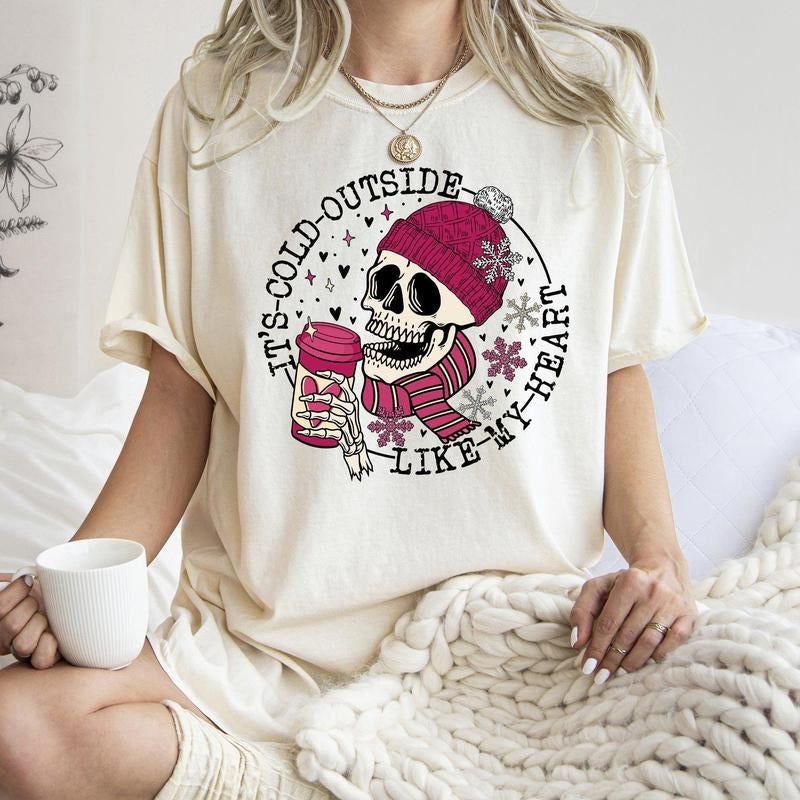 It's Cold Outside, Skeleton, Heart, Comfort Colors Tshirt, Valentine's Day, Valentine's Day Comfort Colors Tshirt,...