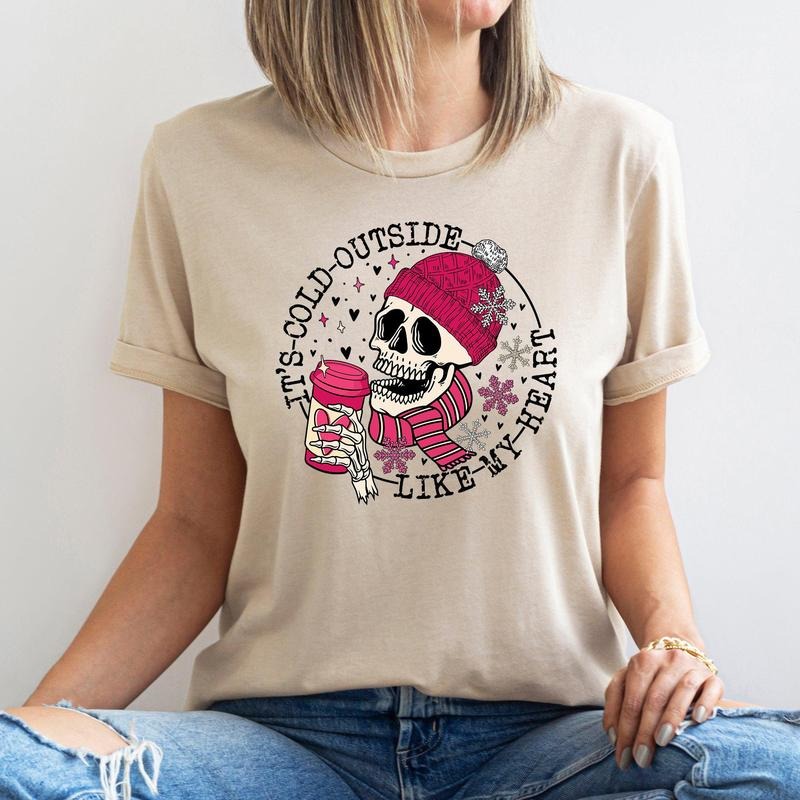 It's Cold Outside, Skeleton, Heart, Super Soft Tshirt, Valentine's Day Hoodie, Sweatshirt | GrindPrints.com