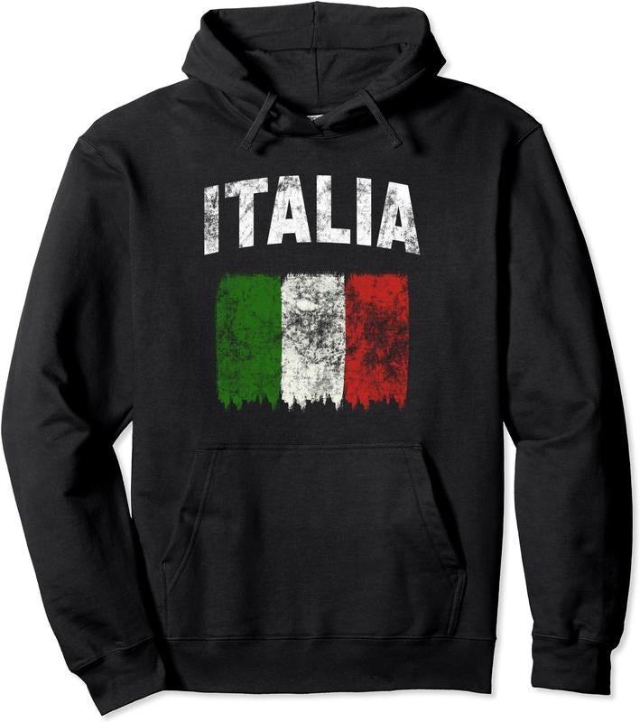 Italia Hoodie | Unisex Hooded Sweatshirt | FAST SHIPPING - Vintage Distressed Italian Flag T-Shirts | GrindPrints.com