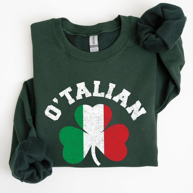 Italian Shamrock, Flag, St Patrick's Day Sweatshirt T-Shirts, Hoodie | GrindPrints.com